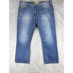 Guess Vermont Slim Tapered Jeans Men's 40x30 Blue Wash Button Fly Denim Bootcut